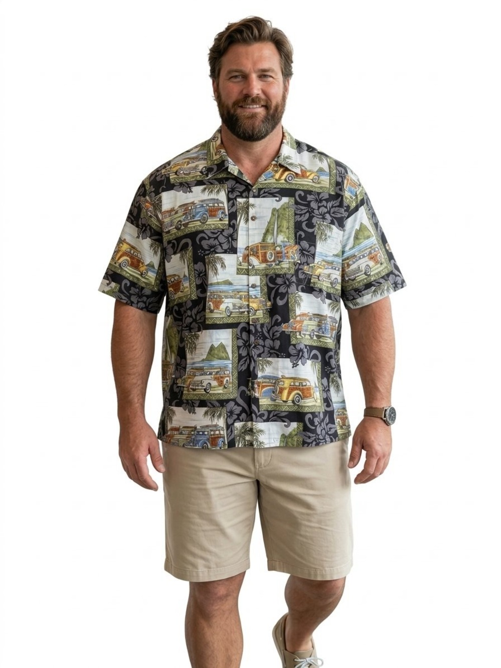 Maui Legend "No Ka 'Oi" Vintage Retro Woodie Surf Wagon Hawaiian Shirt